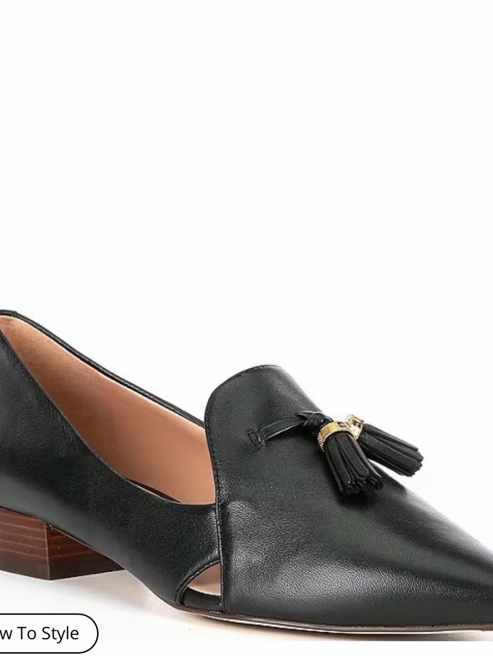 Cole Haan Black Pointed-Toe Tassel Loafers